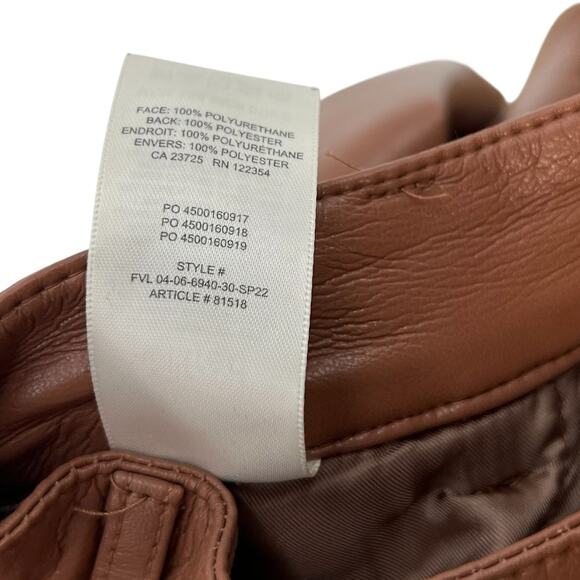 Aritzia Wilfred The Melina Pant Faux Vegan Leather High Waist Cognac‎ Brown 0 - Picture 12 of 12